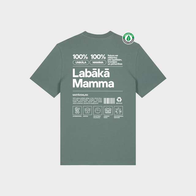 Organiskās kokvilnas T-krekls "Mamma Etiķete"