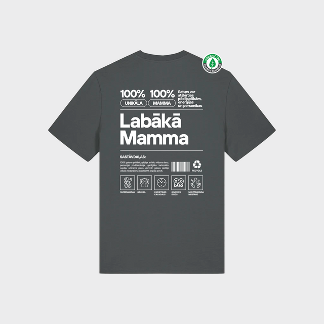 Organiskās kokvilnas T-krekls "Mamma Etiķete"