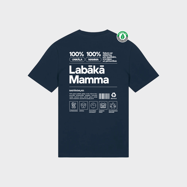Organiskās kokvilnas T-krekls "Mamma Etiķete"