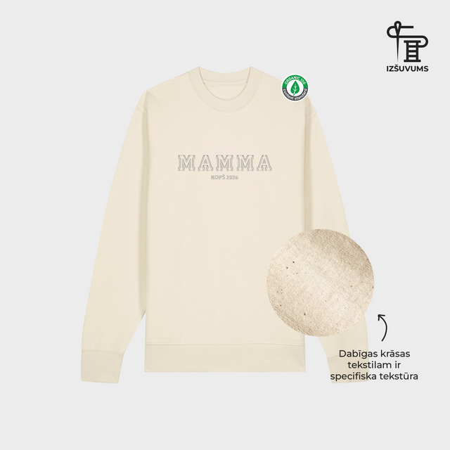 Izšūts organiskās kokvilnas džemperis "Mamma" ar personalizējamu gadu