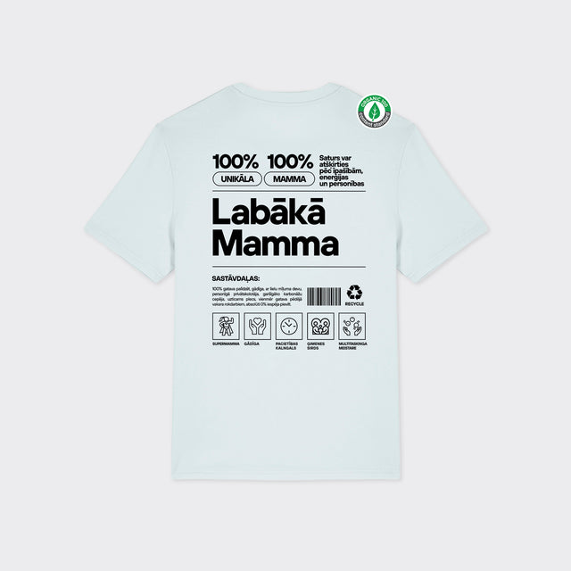 Organiskās kokvilnas T-krekls "Mamma Etiķete"