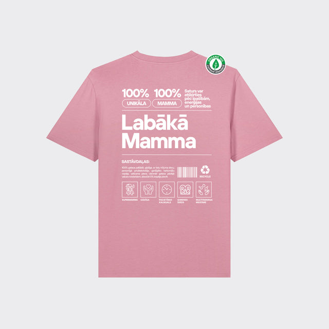 Organiskās kokvilnas T-krekls "Mamma Etiķete"