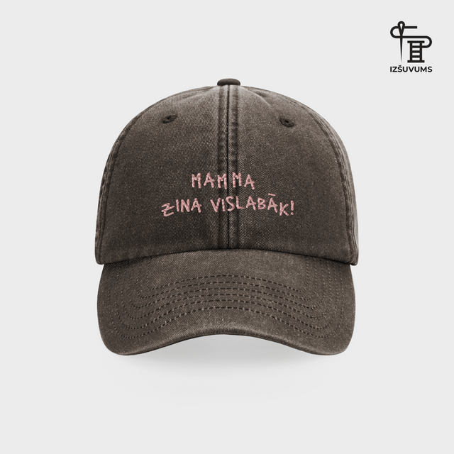 Izšūta cepure "Mamma zina vislabāk"