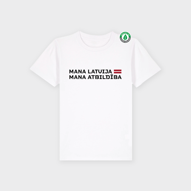 Organiskās kokvilnas Bērnu T-krekls "Mana Latvija" #1