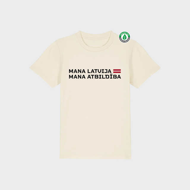 Organiskās kokvilnas Bērnu T-krekls "Mana Latvija" #1