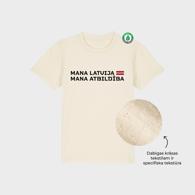 Organiskās kokvilnas Bērnu T-krekls "Mana Latvija" #1