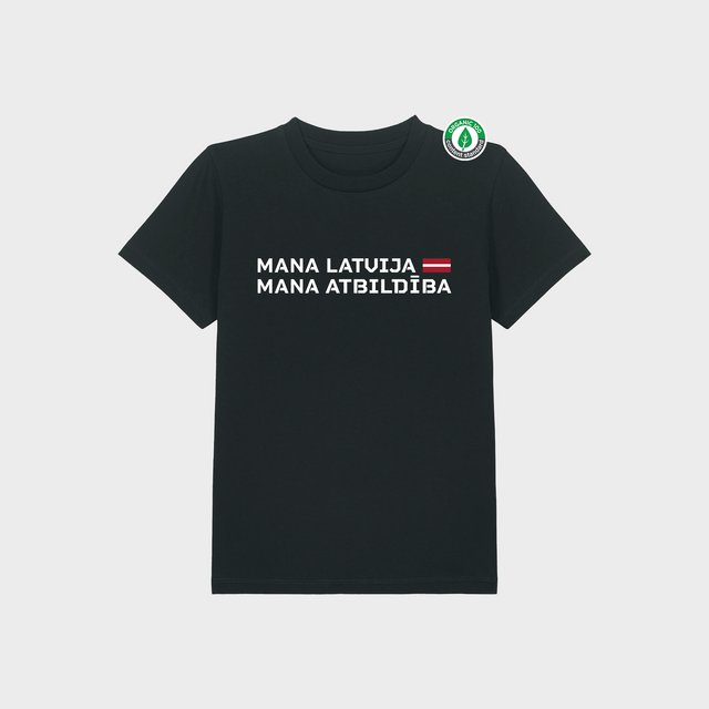 Organiskās kokvilnas Bērnu T-krekls "Mana Latvija" #1