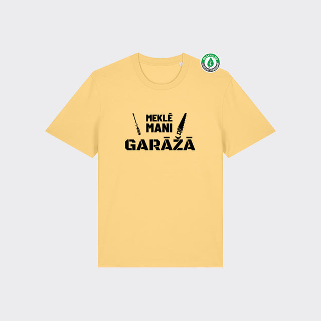Organiskās kokvilnas T-krekls "Meklē mani garāžā"