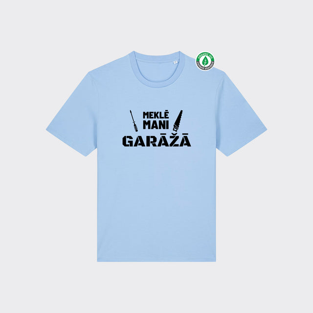 Organiskās kokvilnas T-krekls "Meklē mani garāžā"