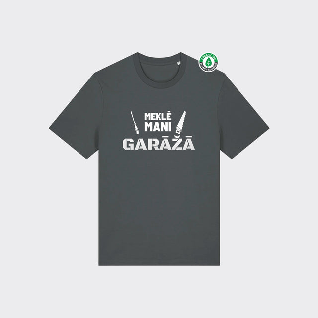 Organiskās kokvilnas T-krekls "Meklē mani garāžā"