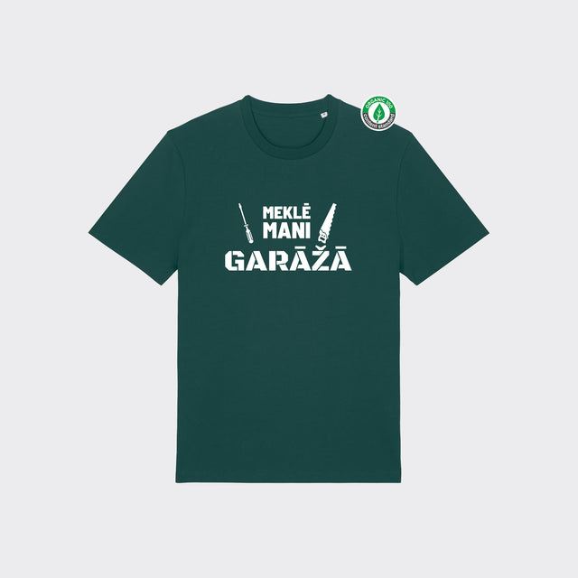 Organiskās kokvilnas T-krekls "Meklē mani garāžā"