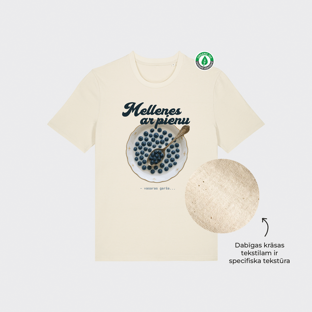 Organiskās kokvilnas T-krekls "Melleņu piens"