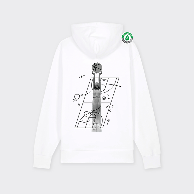 Organiskās kokvilnas hūdijs "Milda Basketboliste Melnbalts"