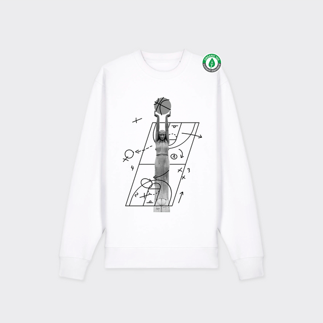 Organiskās kokvilnas džemperis "Milda Basketboliste Melnbalts"