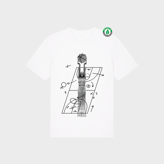 Organiskās kokvilnas T-krekls "Milda Basketboliste Melnbalts"