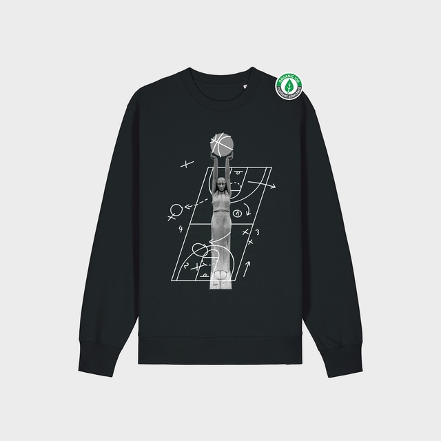 Organiskās kokvilnas džemperis "Milda Basketboliste Melnbalts"