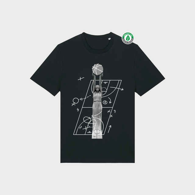 Organiskās kokvilnas T-krekls "Milda Basketboliste Melnbalts"