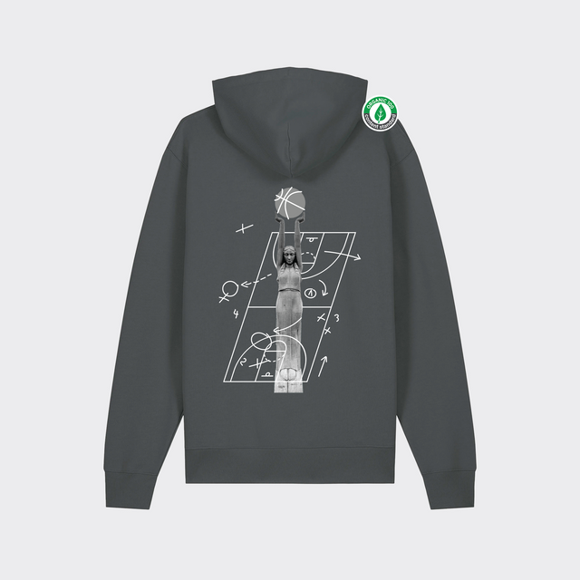 Organiskās kokvilnas hūdijs "Milda Basketboliste Melnbalts"