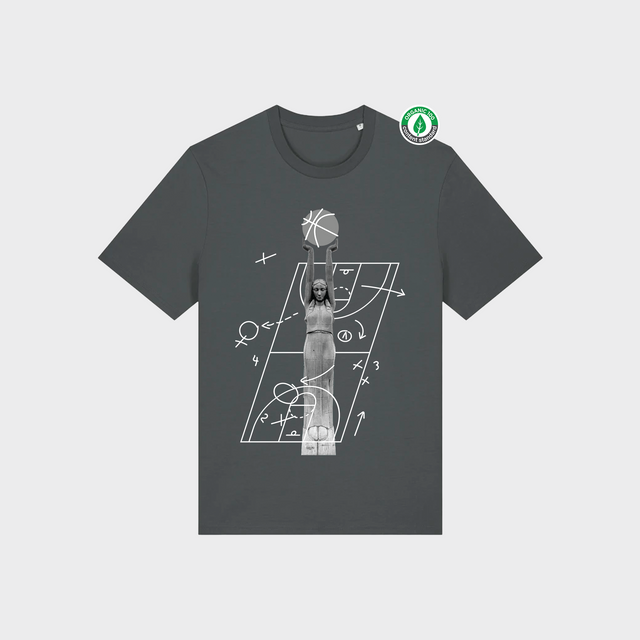 Organiskās kokvilnas T-krekls "Milda Basketboliste Melnbalts"