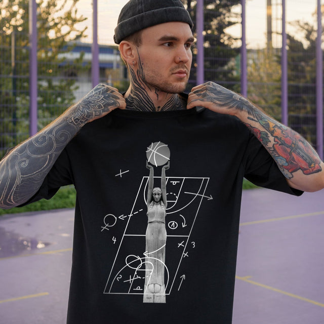 Organiskās kokvilnas T-krekls "Milda Basketboliste Melnbalts"