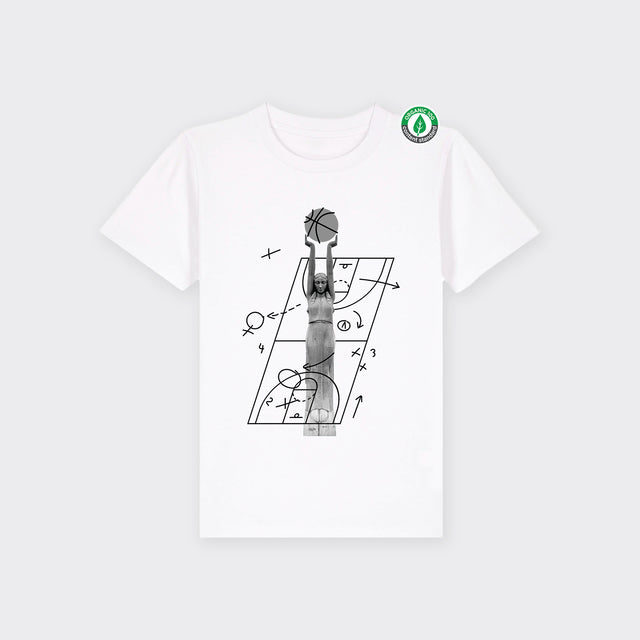 Organiskās kokvilnas bērnu T-krekls "Milda Basketboliste Melnbalts"