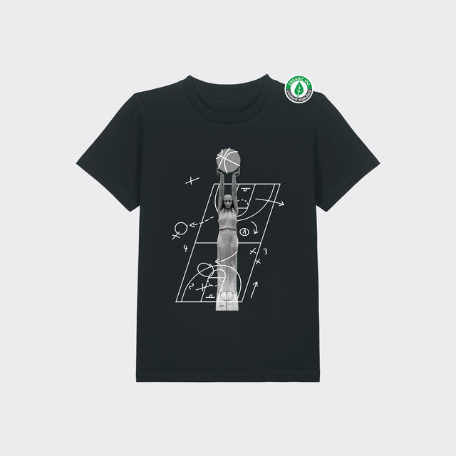 Organiskās kokvilnas bērnu T-krekls "Milda Basketboliste Melnbalts"