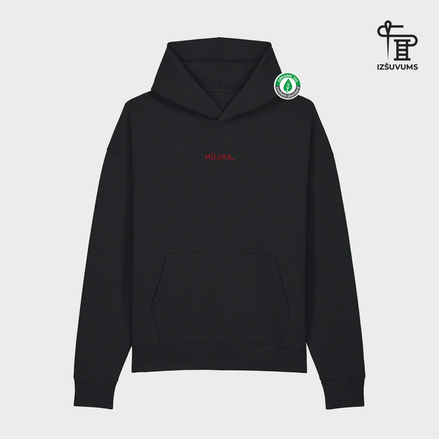 Izšūts organiskās kokvilnas hūdijs "Mīļuks"