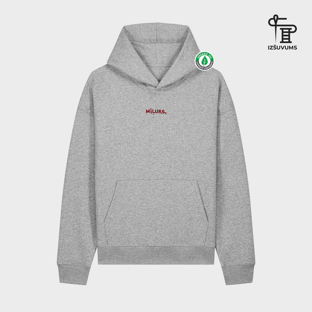 Izšūts organiskās kokvilnas hūdijs "Mīļuks"