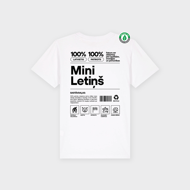 Organiskās kokvilnas bērnu T-krekls "Mini Letiņš Etiķete"