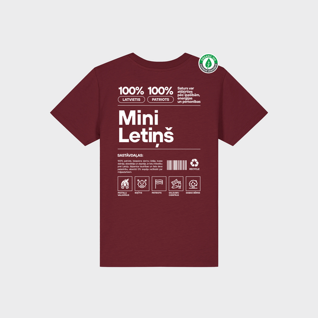 Organiskās kokvilnas bērnu T-krekls "Mini Letiņš Etiķete"