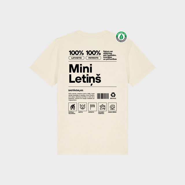 Organiskās kokvilnas bērnu T-krekls "Mini Letiņš Etiķete"