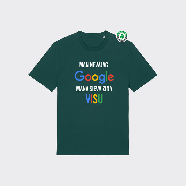 Organiskās kokvilnas T-krekls "Man nevajag Google"