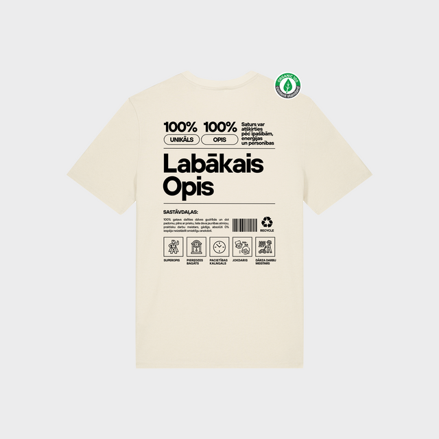 Organiskās kokvilnas T-krekls "Opis Etiķete"