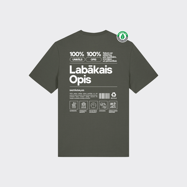 Organiskās kokvilnas T-krekls "Opis Etiķete"