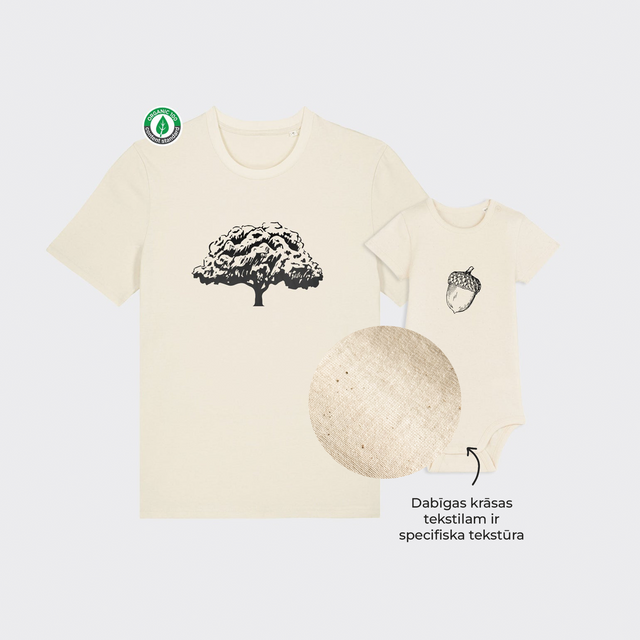 Organiskās kokvilnas komplekts "Ozols un zīle" (T-krekls + bodijs)