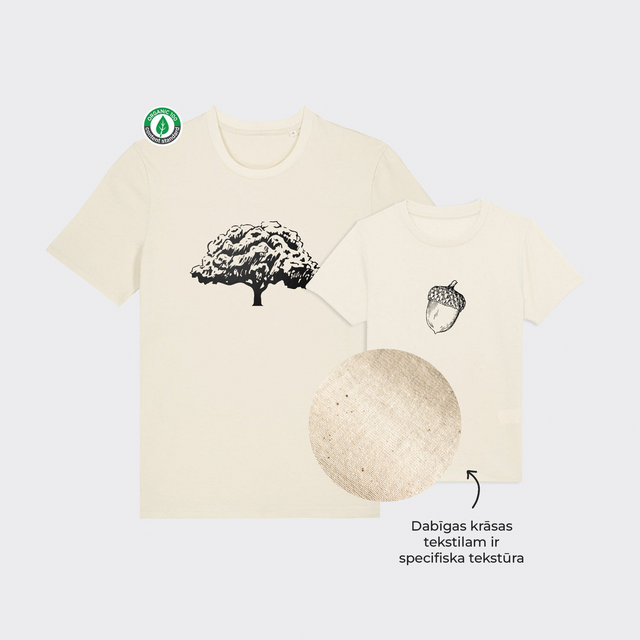 Organiskās kokvilnas komplekts "Ozols un zīle" (T-krekls + bērnu T-krekls)