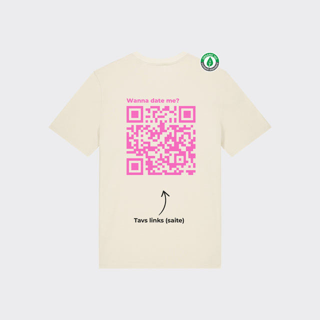 Personalizējams Organiskās kokvilnas T-krekls "Wanna date me? QR"