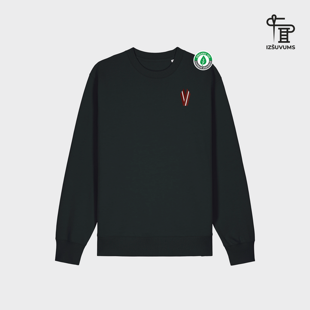 Izšūts organiskās kokvilnas džemperis "Patriota lentīte"