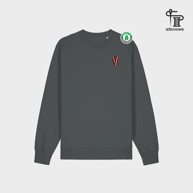 Izšūts organiskās kokvilnas džemperis "Patriota lentīte"