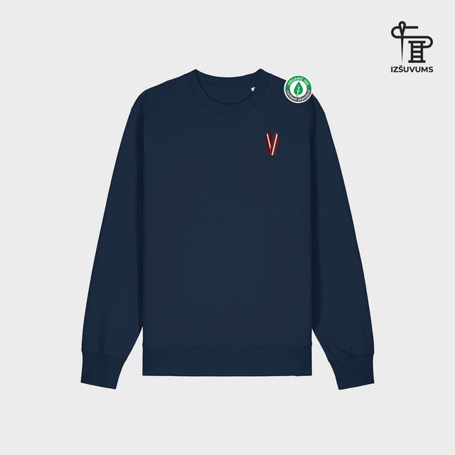 Izšūts organiskās kokvilnas džemperis "Patriota lentīte"