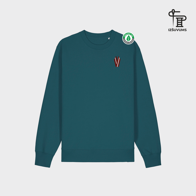 Izšūts organiskās kokvilnas džemperis "Patriota lentīte"