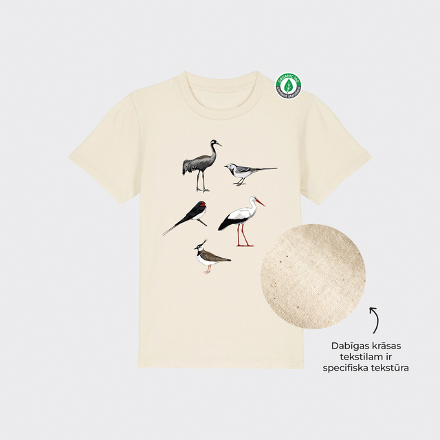 Organiskās kokvilnas bērnu T-krekls "Pavasara Putni"
