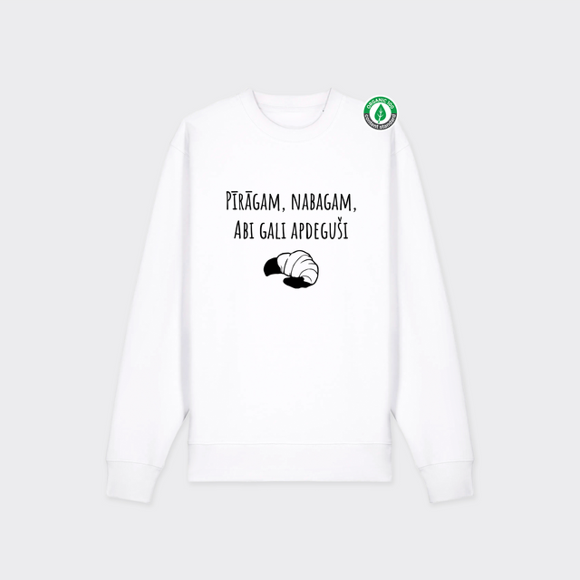 Organiskās kokvilnas džemperis "Pīrāgam, nabagam"
