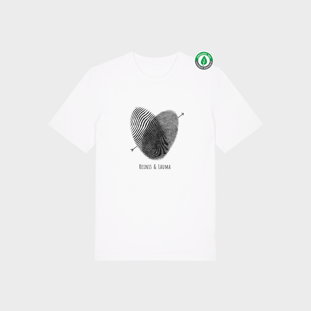 Organiskās kokvilnas Personalizējams T-krekls "Pirkstu nospiedumu sirds"