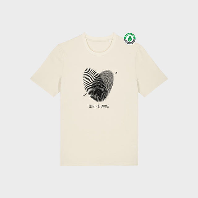 Organiskās kokvilnas Personalizējams T-krekls "Pirkstu nospiedumu sirds"