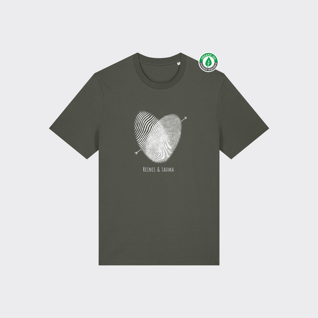 Organiskās kokvilnas Personalizējams T-krekls "Pirkstu nospiedumu sirds"