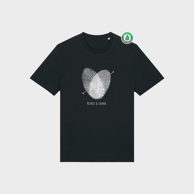 Organiskās kokvilnas Personalizējams T-krekls "Pirkstu nospiedumu sirds"