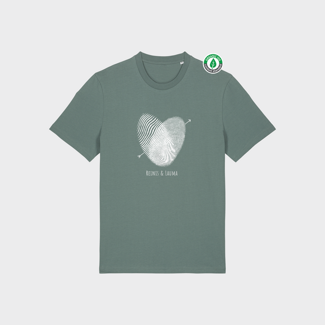 Organiskās kokvilnas Personalizējams T-krekls "Pirkstu nospiedumu sirds"