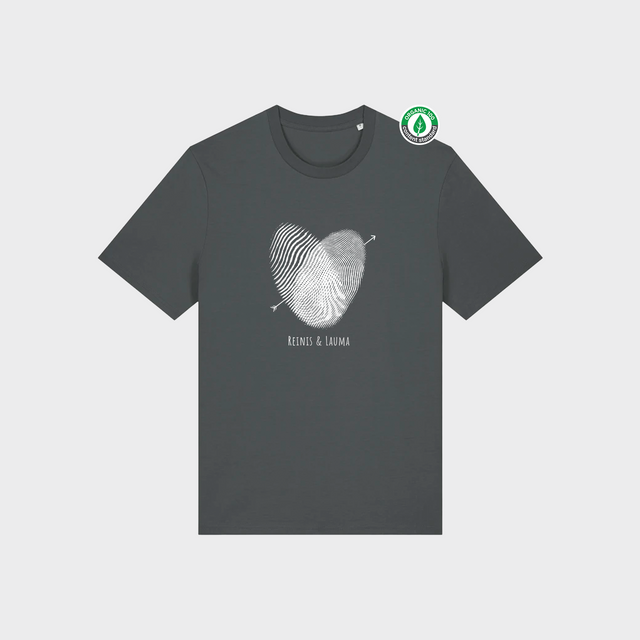 Organiskās kokvilnas Personalizējams T-krekls "Pirkstu nospiedumu sirds"