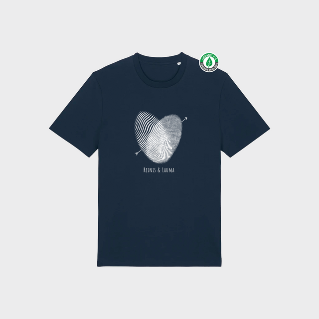 Organiskās kokvilnas Personalizējams T-krekls "Pirkstu nospiedumu sirds"